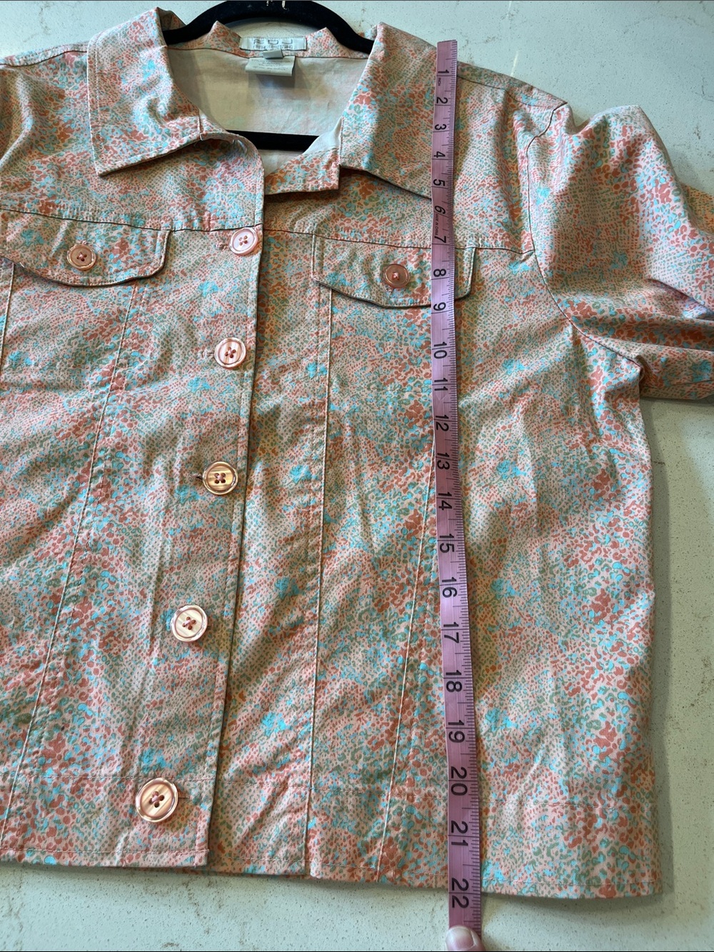 FDJ French Dressing Coral Print Button-Front Jacket - Picture 6 of 7